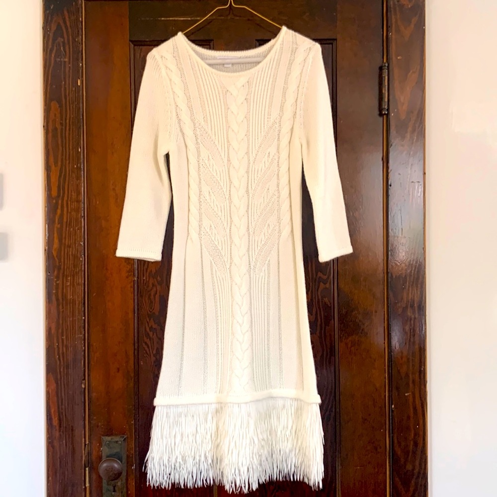 New York & Company sweater fringe dress.